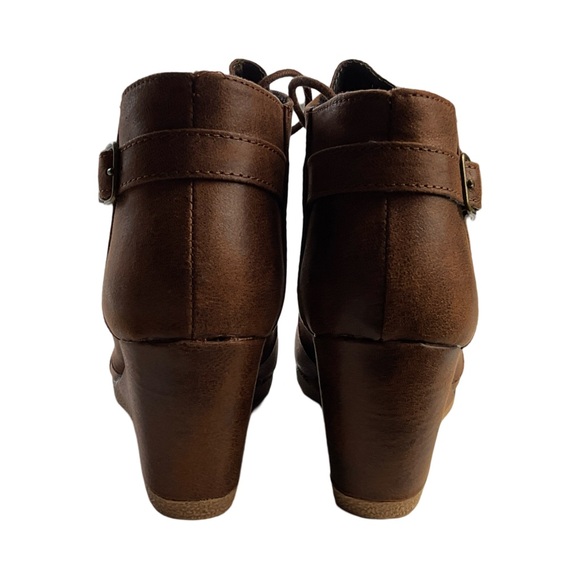 Maurices Mottled Brown Faux Leather Wedge Shoe Size 6.5 - Picture 3 of 8